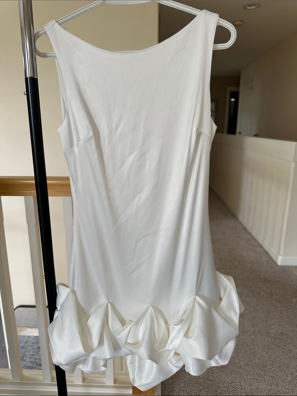 White Sleeveless Mini Dress with Sculpted Ruffle Hem